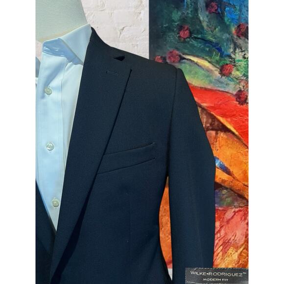 Wilke Rodriguez Mens 42XL Navy Blue Antique Gold Tone Buttons Blazer Jacket - Picture 4 of 16